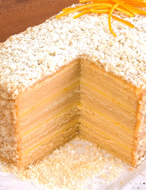 Torta Gold Panqueque de Manjar y Salsa de Naranja (12 Personas)